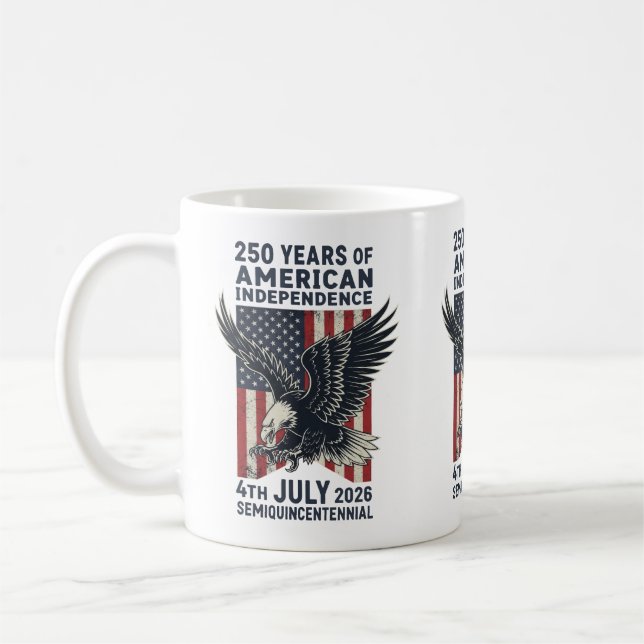 Taza De Café 250 Years American Independence Patriotic Eagle (Izquierda)