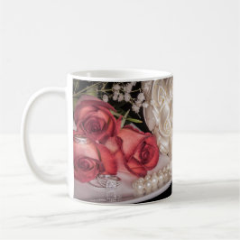 Taza De Café 2586-Rosas con Anillos Bodas, Perla