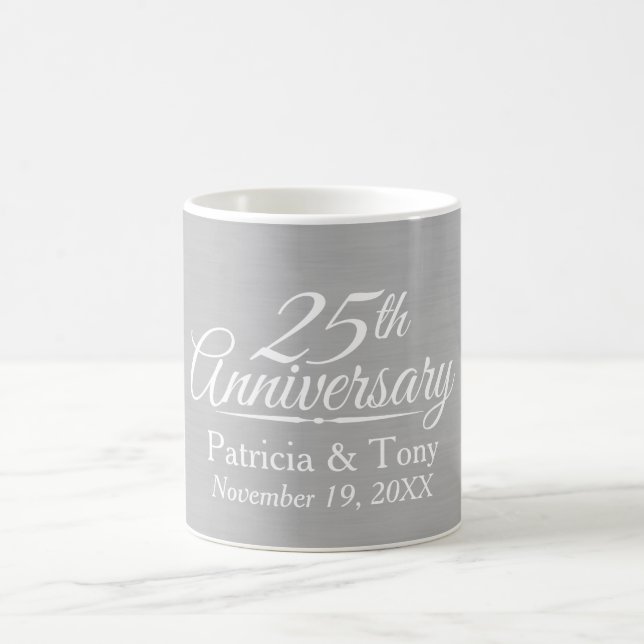 Taza De Café 25.º aniversario Boda personalizado (Centro)