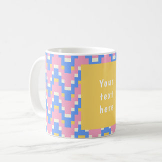Taza De Café 26036B Geométrico Zigzag Onda Rosa Azul Amarillo