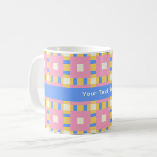 Taza De Café 26038B Medallón Geométrico Cuadrado Rosa Amarillo 