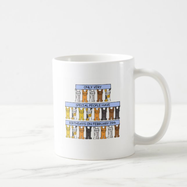 Taza De Café 29 de febrero gatos del cumpleaños (Derecha)