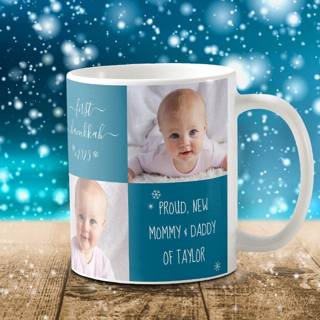 Taza De Café 2.ᵉʳ bebe de la foto primer Personalizado Hanukkah (Subido por el creador)