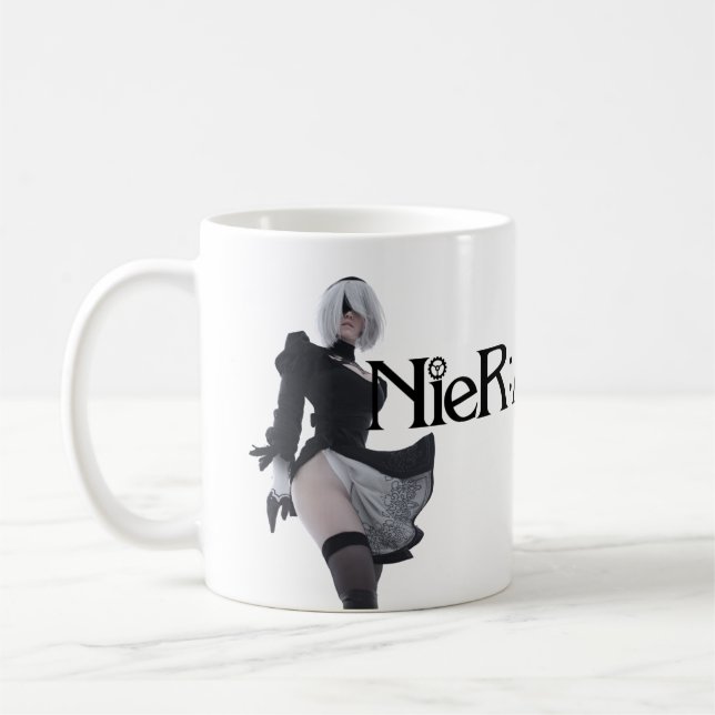 Taza De Café 2 B Nier Automata White Glossy Mug (Izquierda)