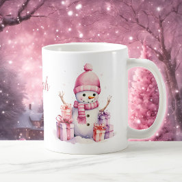 Taza De Café 2 cutáneos hombres de nieve añaden nombres Navidad