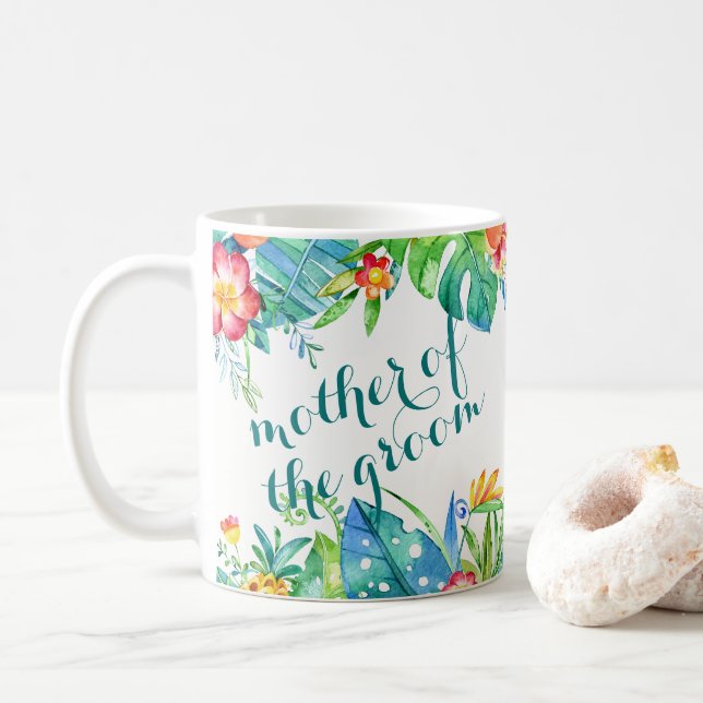 Taza De Café 2 florales tropicales echaron a un lado madre de (Con donut)