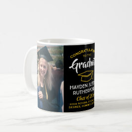 Taza De Café 2 Foto Graduación Felicitaciones Amarillo Oro Negr
