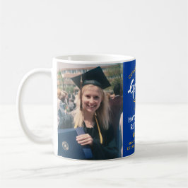Taza De Café 2 Foto Graduación Felicitaciones Royal Blue Gold Y