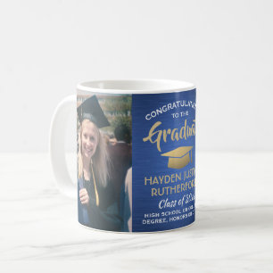 Taza De Café 2 Graduación fotográfica Bruselas dorado azul y bl