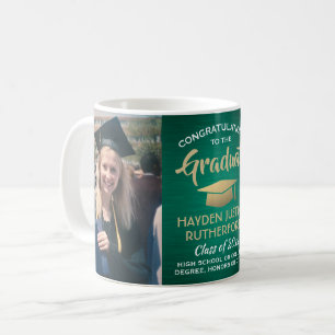 Taza De Café 2 Graduación fotográfica cepillado Oro verde y bla