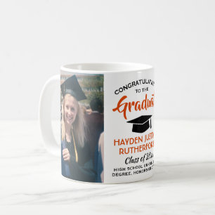 Taza De Café 2 Graduación fotográfica Naranja moderno blanco y 