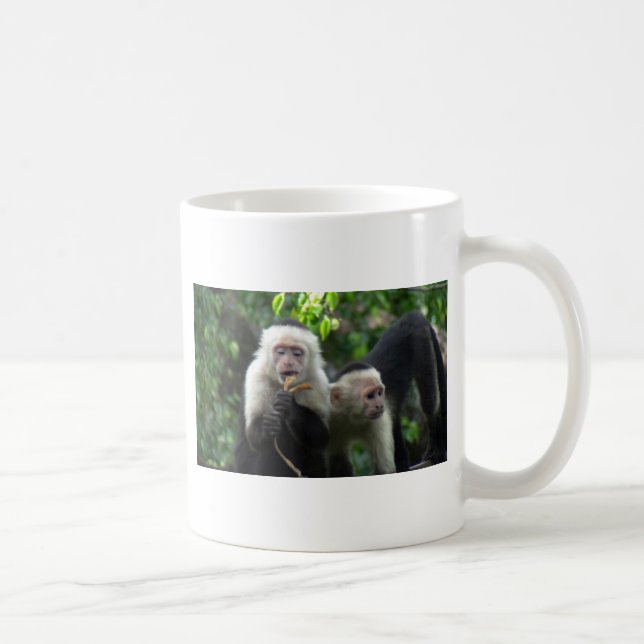 Taza De Café 2 monos blancos del capuchón de la cara (Derecha)