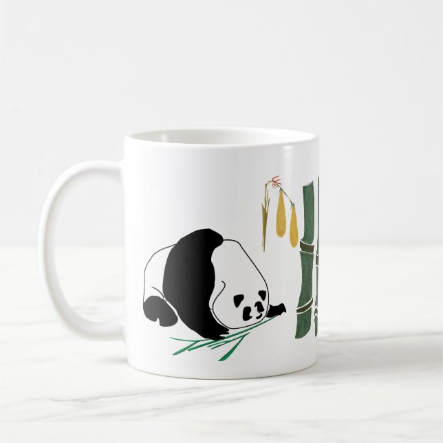 Taza De Café 2 pandas comen el bambú en bosque tropical (Izquierda)