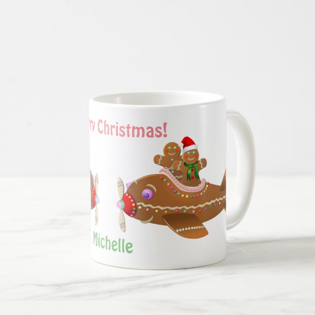 Taza De Café 2 Personalizados del avión de Gingerbread (Anverso derecho)