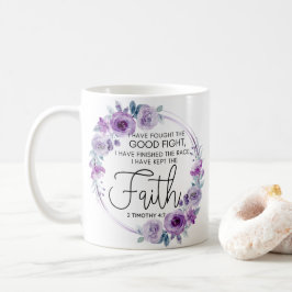 Taza De Café 2 Timoteo 4:7 He guardado la fe Morado Floral