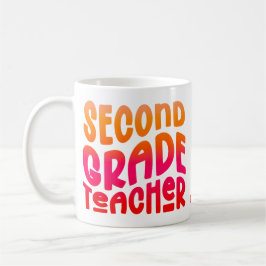 Taza De Café 2nd Grade Teacher Orange Red Ombre Text 