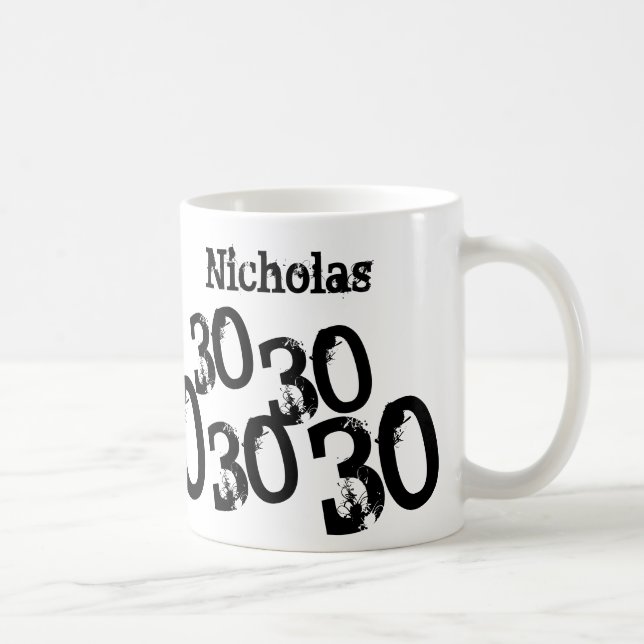Taza De Café 30.º cumpleaños Añadir nombre Mug personalizado (Derecha)