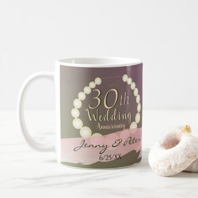 Taza De Café 30° Aniversario de la Boda de la Perla (Con donut)