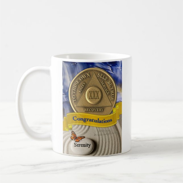 Taza De Café 30 años NOMBRE PERSONALIZADO Aniversario Serenidad (Izquierda)