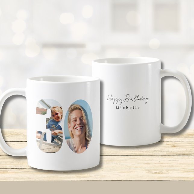 Taza De Café 30th Birthday Custom Two Photo  (Subido por el creador)