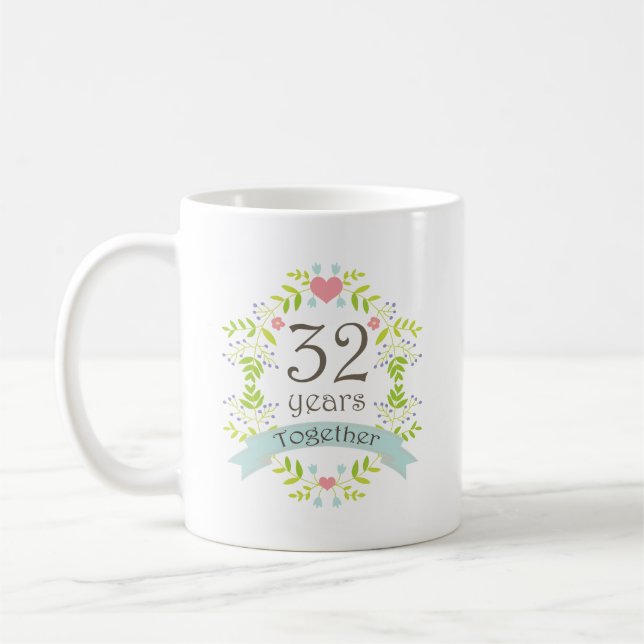 Taza De Café 32do Bebida del recuerdo del aniversario (Izquierda)