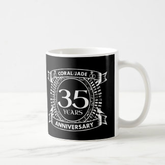 Taza De Café 35° aniversario boda escudo Coral Jade