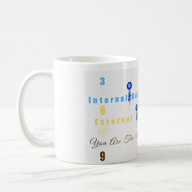 Taza De Café "369: Equilibrio Interno, Alegría Externa, Eres El (Izquierda)