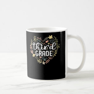 Taza De Café 3.ᵉʳ Corazón Floral De Tercer Grado De Vuelta A Lo