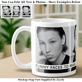 Taza De Café 3 Caras Divertidas Fotos Personalizadas & Mensaje