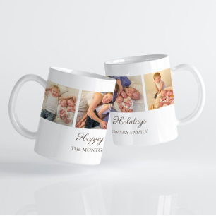 Taza De Café 3 Collage de Fotos Familiares Felices Fiestas Navi