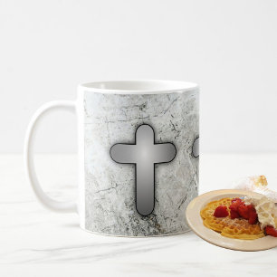 Taza De Café 3 Cruces de Plata Plata y Blanco 
