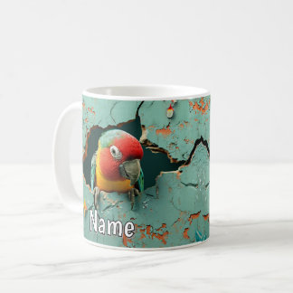Taza De Café 3.D Aspecto Pared Impreso Desgloso Pájaro Loro