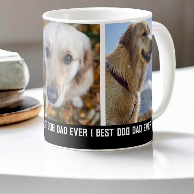 Taza De Café 3 Foto Mejor Papá Perro (3 Photo Best Dog Dad Ever Coffee Mug from Ricaso. Add own photos & text. Great Father's day gift )