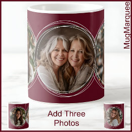 Taza De Café 3 Fotos Collage Navidad Granate C31 Mamá Madre
