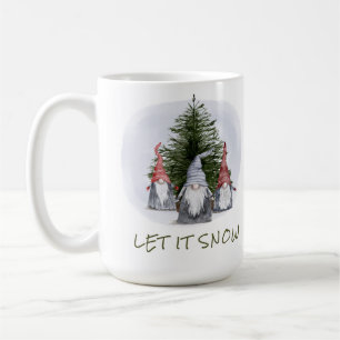 Taza De Café 3 Gnomos de Navidad Deja que nieve
