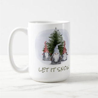 Taza De Café 3 Gnomos de Navidad Deja que nieve