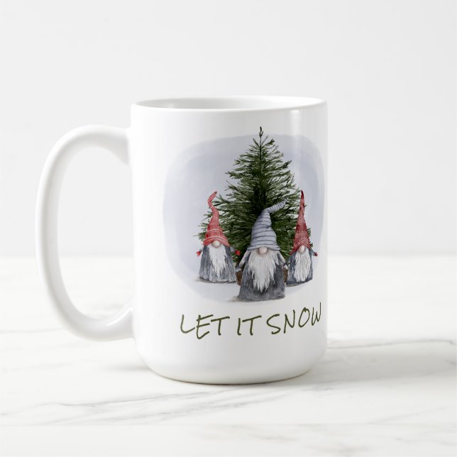 Taza De Café 3 Gnomos de Navidad Deja que nieve  (Izquierda)