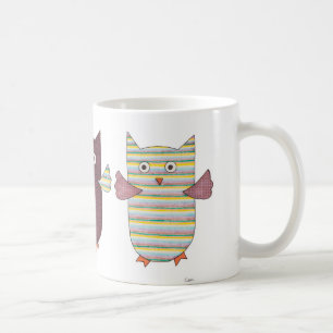 Taza De Café 3 Lechuzas púrpura Flying Coffee Mug