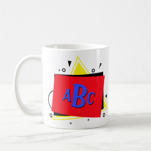 Taza De Café 3 Letra inicial capas de color geométrico monogram