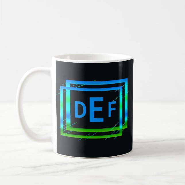 Taza De Café 3 Letra monográfica inicial geométrica verde azul (Izquierda)