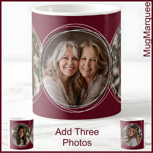 Taza De Café 3 Navidades Collage Maroon C31 Mamá