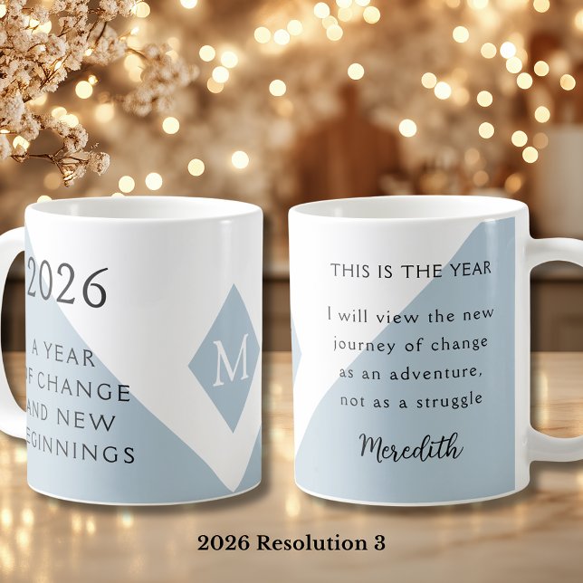 Taza De Café 3. New Year Resolution for 2026 Year of Change  (2026 Year of Change and New Beginnings Dusty Blue Resolution 3 Coffee Mug)