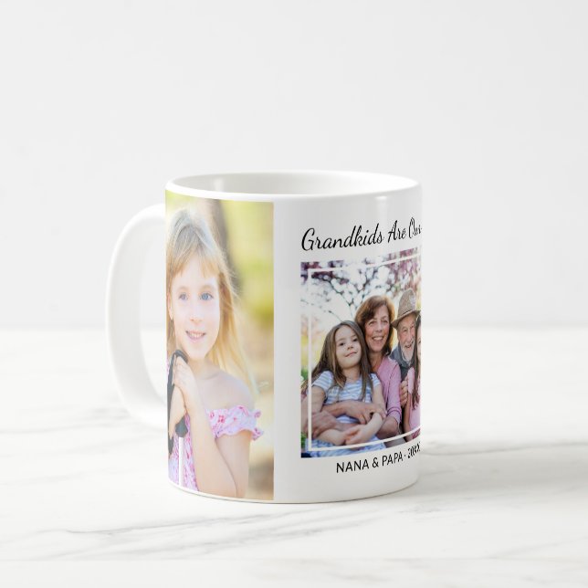 Taza De Café 3 Photo Collage Grandkids Are Our Joy Nana Papa (Anverso izquierdo)