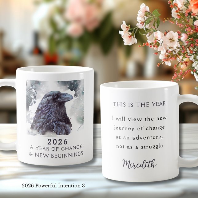 Taza De Café 3. Raven 2026 Year of Change Powerful Intention (Raven 2026 Year of Change and New Beginnings Powerful Intention 3 Coffee Mug)