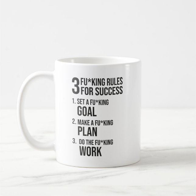 Taza De Café 3 Reglas Para El Éxito - Duro Motivación (Izquierda)