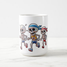Taza De Café “3D Cartoon Skeleton Race • Funny Running Skeleton