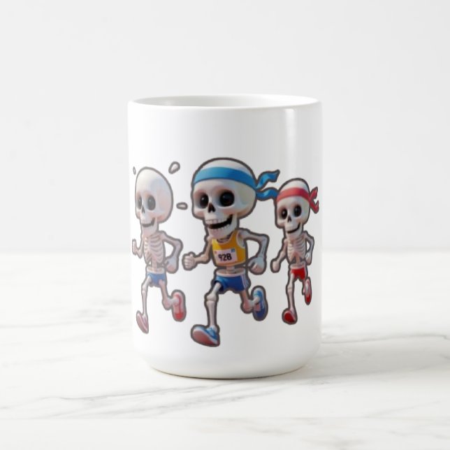 Taza De Café “3D Cartoon Skeleton Race • Funny Running Skeleton (Centro)
