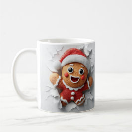Taza De Café 3D Christmas Gingerbread Hole In A Wall Mug Wrap