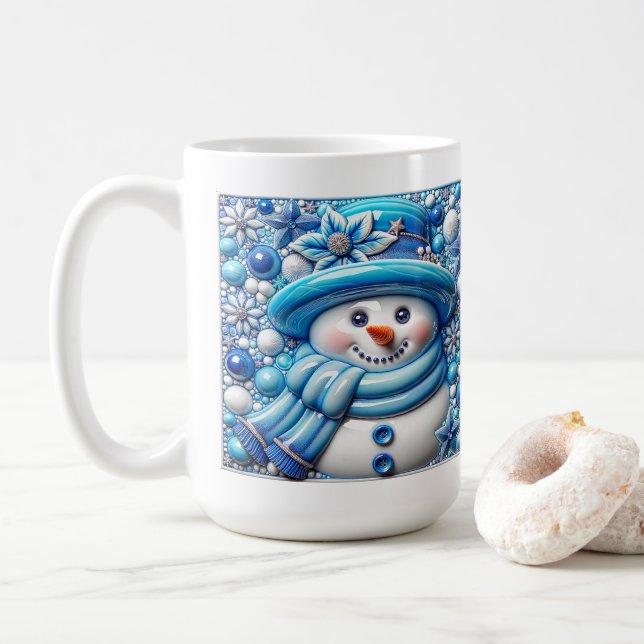 Taza De Café 3D Christmas Snowman (Con donut)