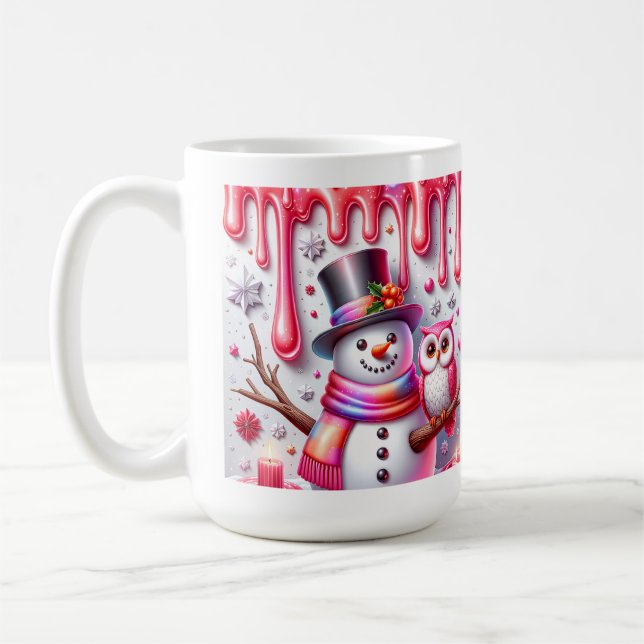 Taza De Café 3D Christmas Snowman With Owl (Izquierda)